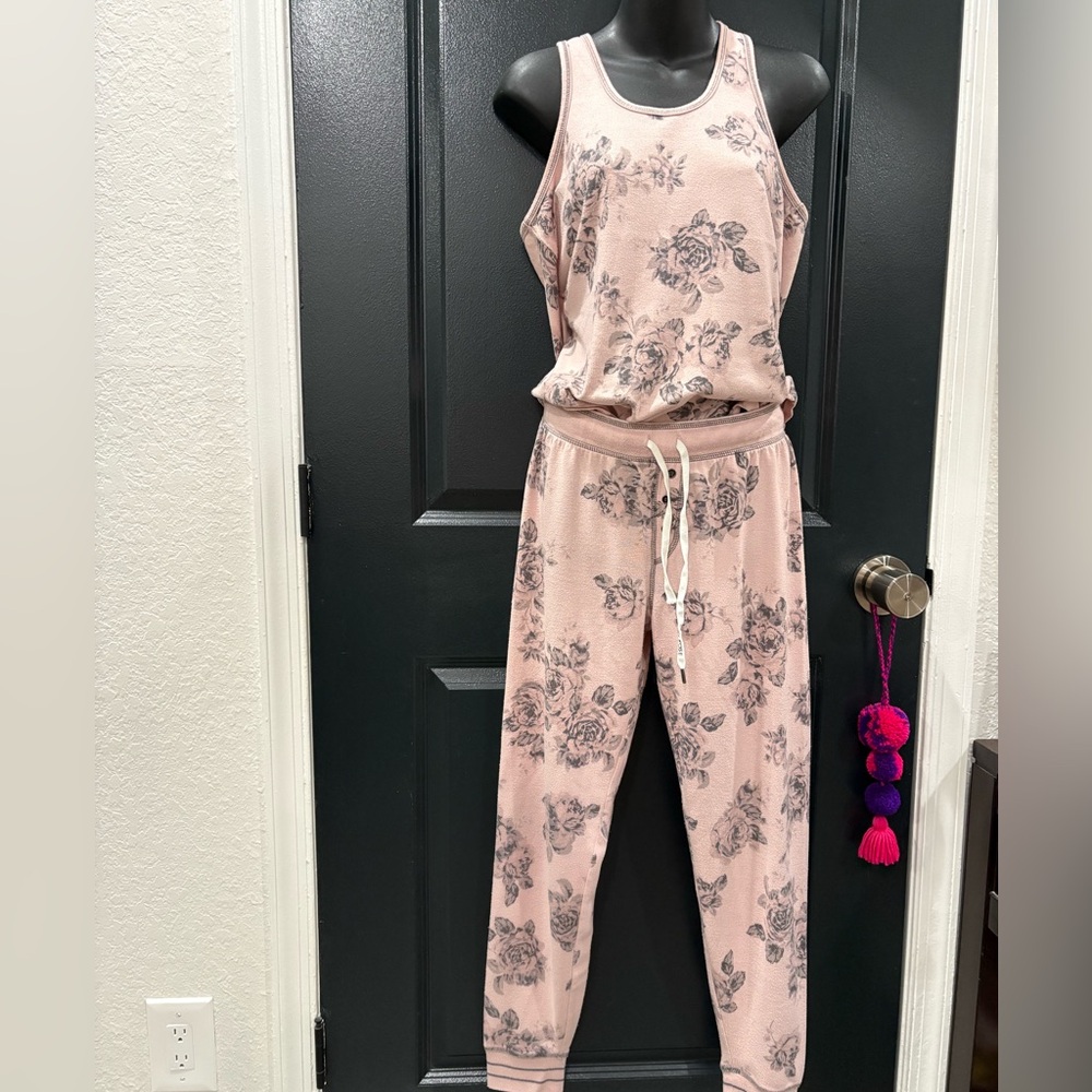 PJ Salvage La Vie En Rose Blush Floral Jumpsuit
